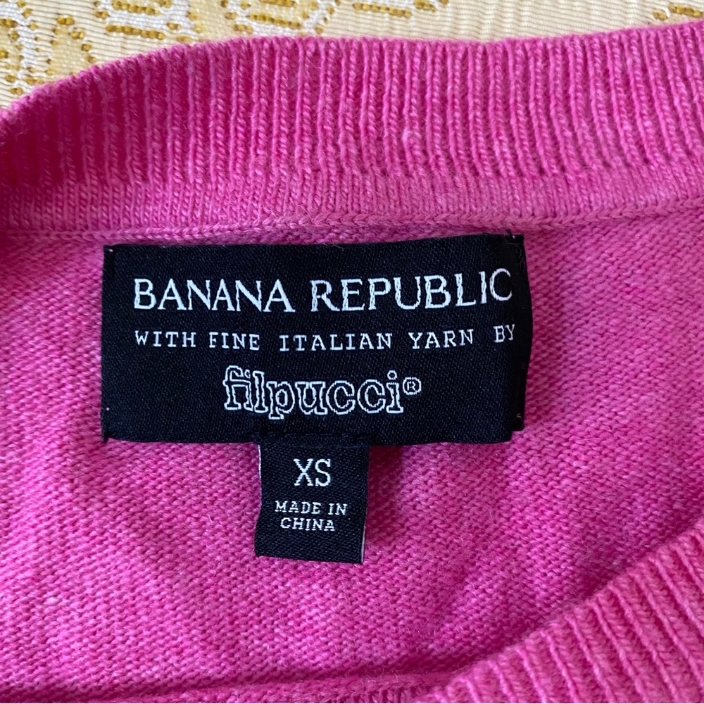 BANANA REPUBLIC MERINO SWEATER XS WOOL CASHMERE BLEND PINK RUFFLE CUFF FILPUCCI - Picture 14 of 14